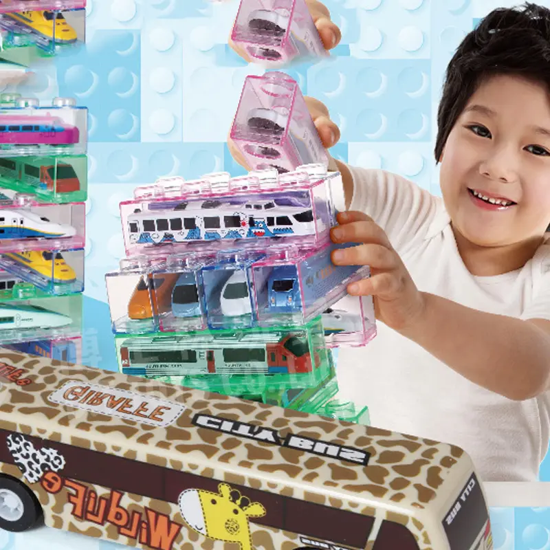 Children's Cartoon Building Blocks Big Bus Toy