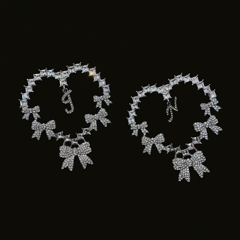 Sparkling Diamond Love Bow Earrings