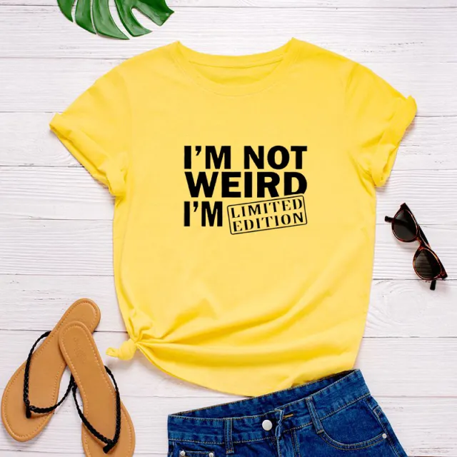 European And American Women's Letters Loose Round Neck Short Sleeved T Shirt Women Yellow - Shop at LoveMi