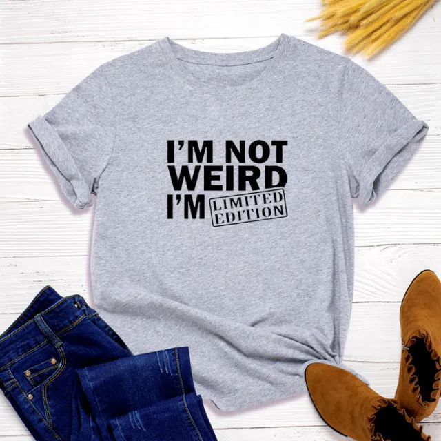 European And American Women's Letters Loose Round Neck Short Sleeved T Shirt Women Light Grey - Shop at LoveMi