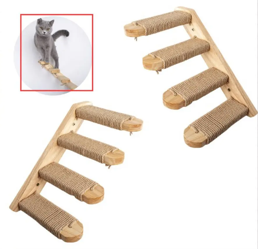 Cat Wooden Wall Hanging Ladder Pine Springboard