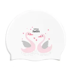 Silicone Comfortable Headless Head Boys And Girls Swimming Cap Ear Protection Long Hair Waterproof - The Swan - View 1