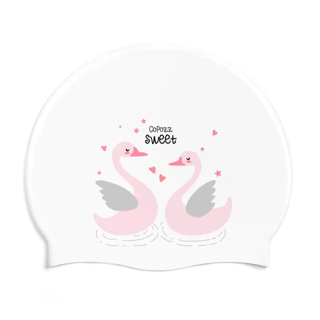 Silicone Comfortable Headless Head Boys And Girls Swimming Cap Ear Protection Long Hair Waterproof The Swan - Shop at LoveMi