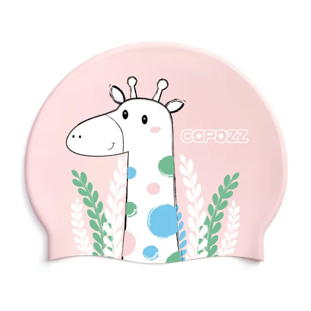 Silicone Comfortable Headless Head Boys And Girls Swimming Cap Ear Protection Long Hair Waterproof Giraffe - Shop at LoveMi