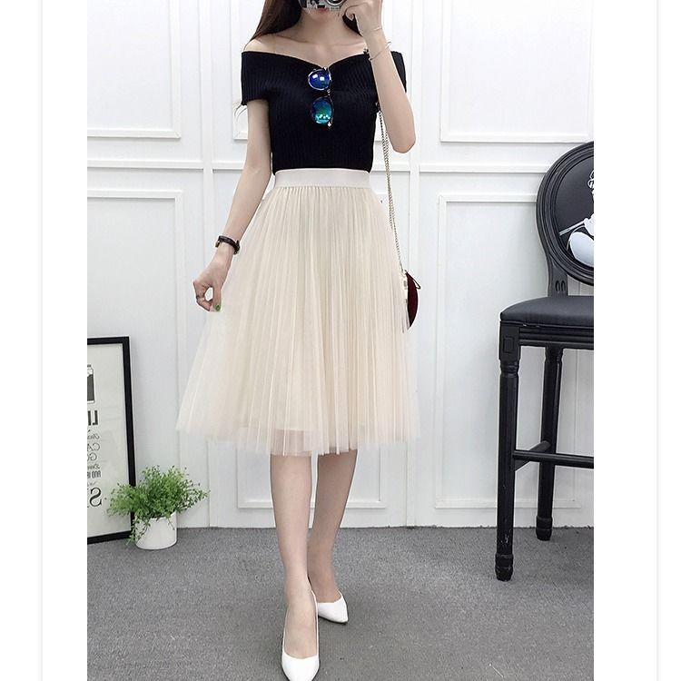 Title 1, New High-Waisted, Slim, All-Match Fairy Skirt, ...