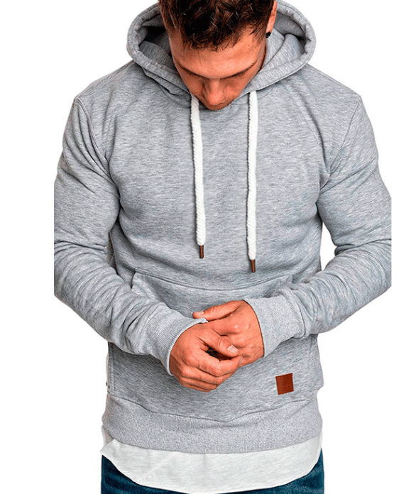 Hooded Top European And American Solid Color Long-Sleeved Casual All-Match Men'S Sweater