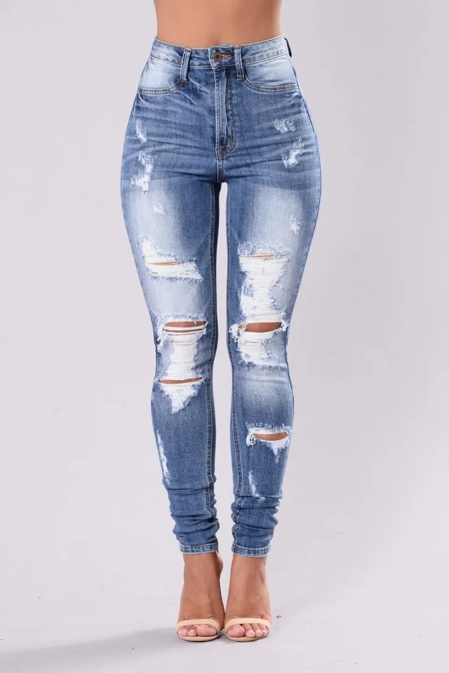 Oversized Jeans With Ripped Feet Blue - Shop at LoveMi