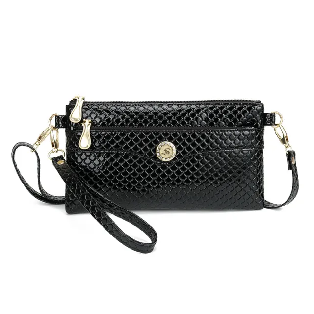 Clutch bag Ladies Mobile Phone Bag Coin Purse Korean Casual Fashion Messenger Bag Black - Shop at LoveMi