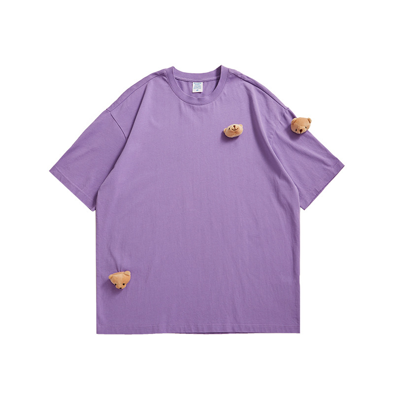  Spring And Summer New Street Fashion Brand Detachable Bear Candy Loose Short Sleeve Lovers T-Shirt