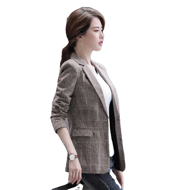 Plaid Casual Spring And Autumn Retro Suit Jacket