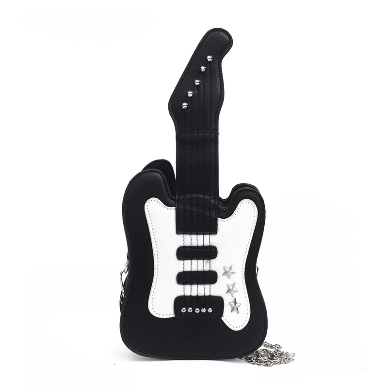 Mini Guitar Shape Crossbody Women Cute Messenger Creative Personality Pu Bag Black - Shop at LoveMi