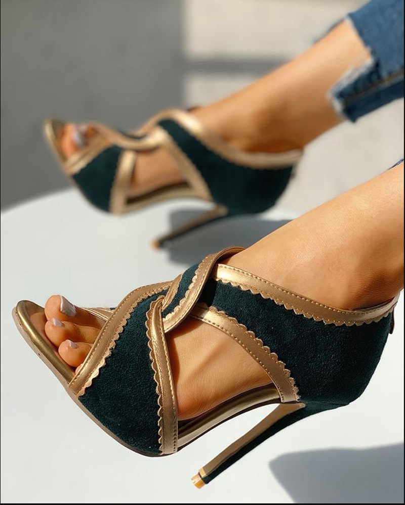 Stiletto Super High Heel Pointed Toe Cutout Sandals