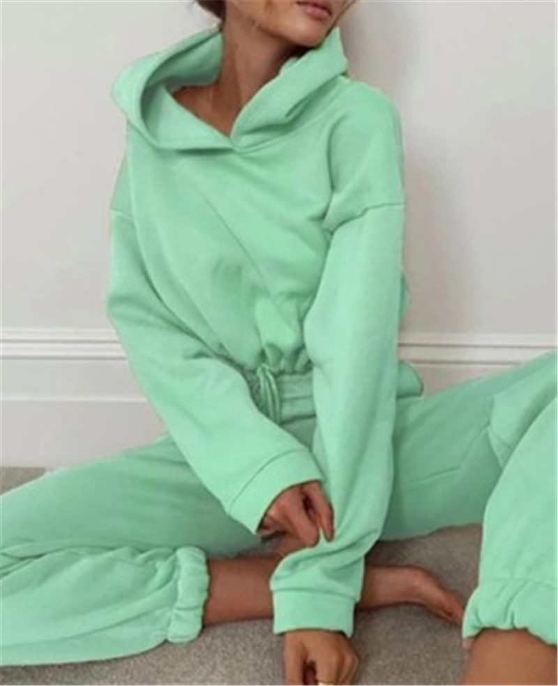 Fashion Hooded Long Sleeve Sweater Set