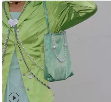 Designer Handbag Tote Bag Crossbody Bag Square Satin Messenger Shoulder Small Vintage Green - Shop at LoveMi