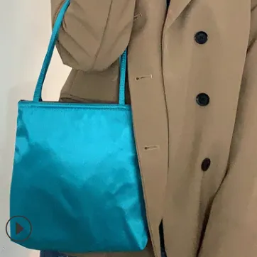 Designer Handbag Tote Bag Crossbody Bag Square Satin Messenger Shoulder Small Vintage Blue - Shop at LoveMi