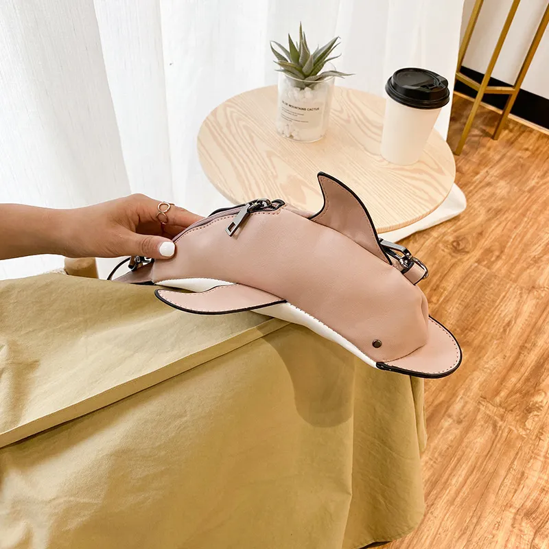 Fashion Personality Cute Cartoon Animal Dolphin Pu Shoulder Bag - Pink