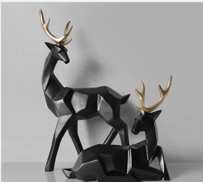 Nordic Style Geometric Elk Ornaments Black - Shop at LoveMi