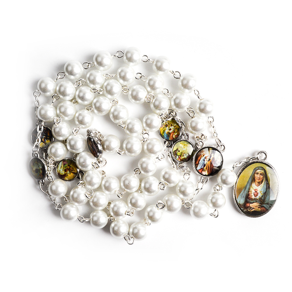 Lady of the Seven Sorrows Pendant Rosary Lady Necklace