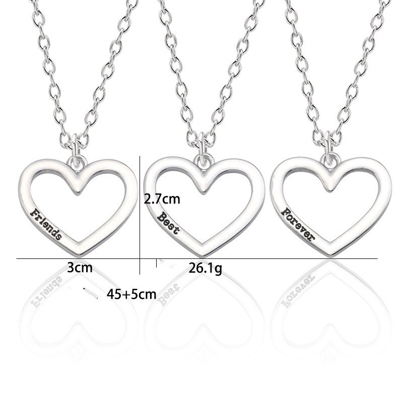 Three-person Love Stitching Letter Necklace
