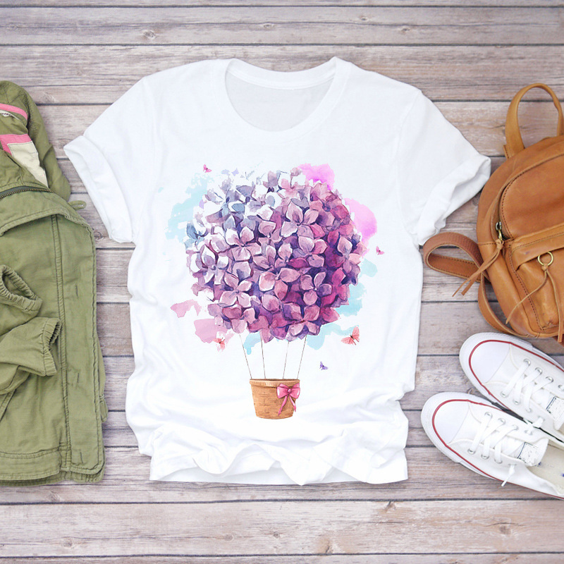 Title 6, Plant Flower Pattern Printed T-Shirt Modal Wild...