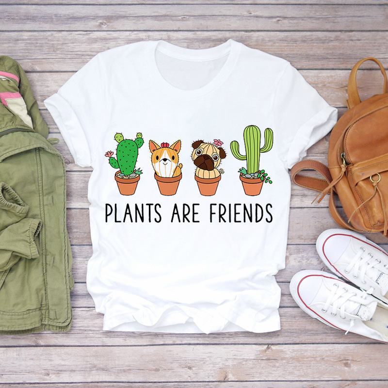 Title 9, Plant Flower Pattern Printed T-Shirt Modal Wild...