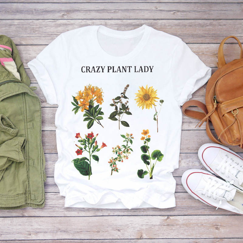 Title 23, Plant Flower Pattern Printed T-Shirt Modal Wild...