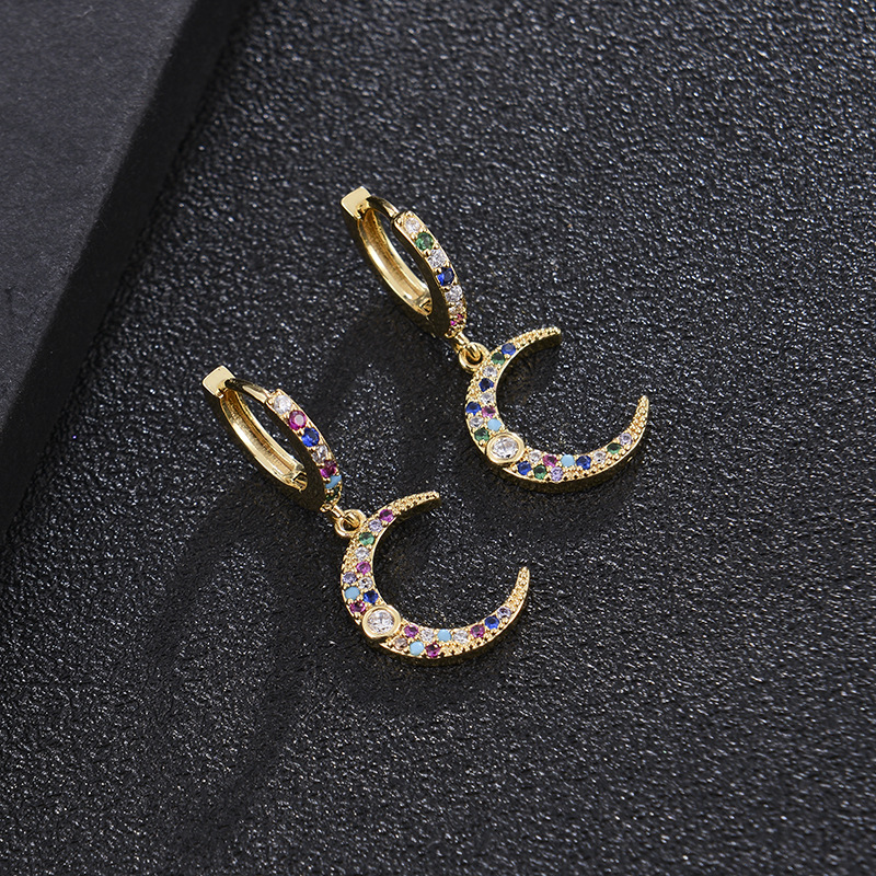 Personality Generous Copper Micro Eardrop  Border Love Moon