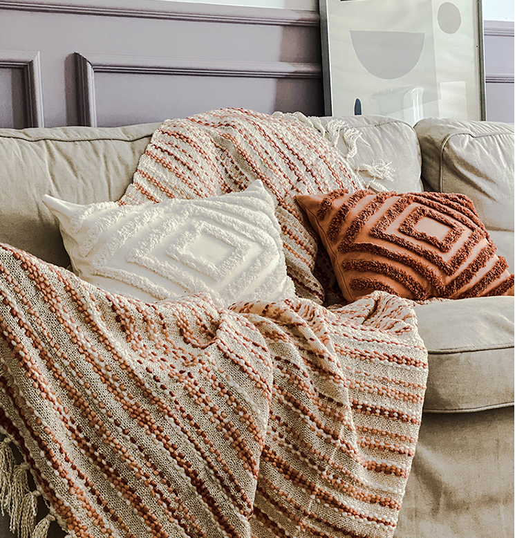 Knitted Handmade Blanket Bed and Breakfast Cover Blanket Tassel Bed Sofa Blanket