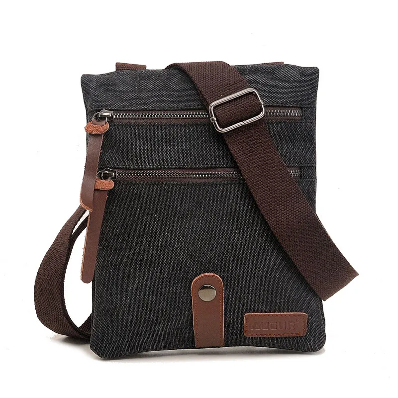 Summer New Style Shoulder Bag Canvas Bag Small Messenger Men'S Bag Batch - Black