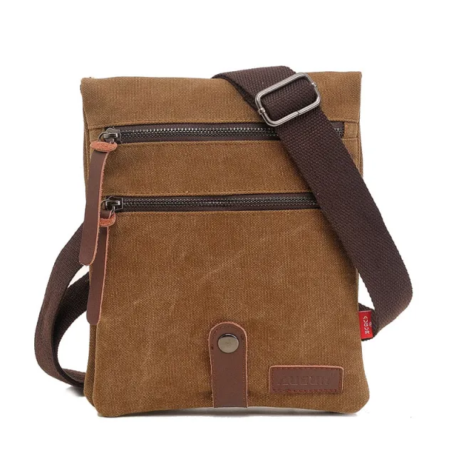 Summer New Style Shoulder Bag Canvas Bag Small Messenger Men'S Bag Batch Brown - Shop at LoveMi