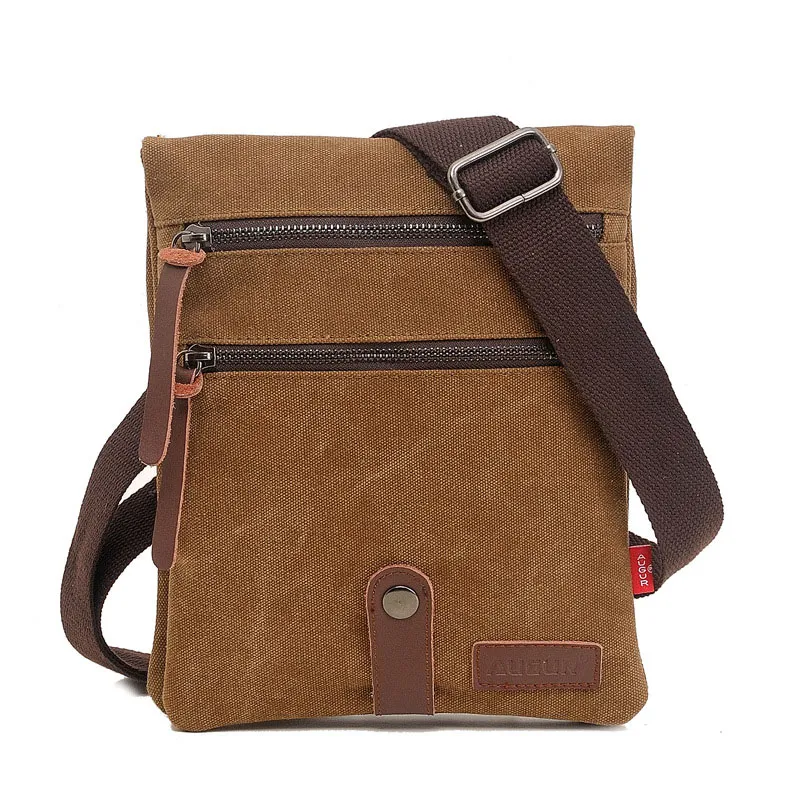 Summer New Style Shoulder Bag Canvas Bag Small Messenger Men'S Bag Batch - Brown