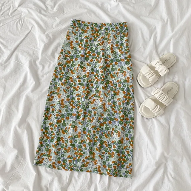 New Women'S Korean Style Salt And Sweet Super Fire Short Sleeved T Shirt Floral High Waist Skirt Green Skirt - Shop at LoveMi