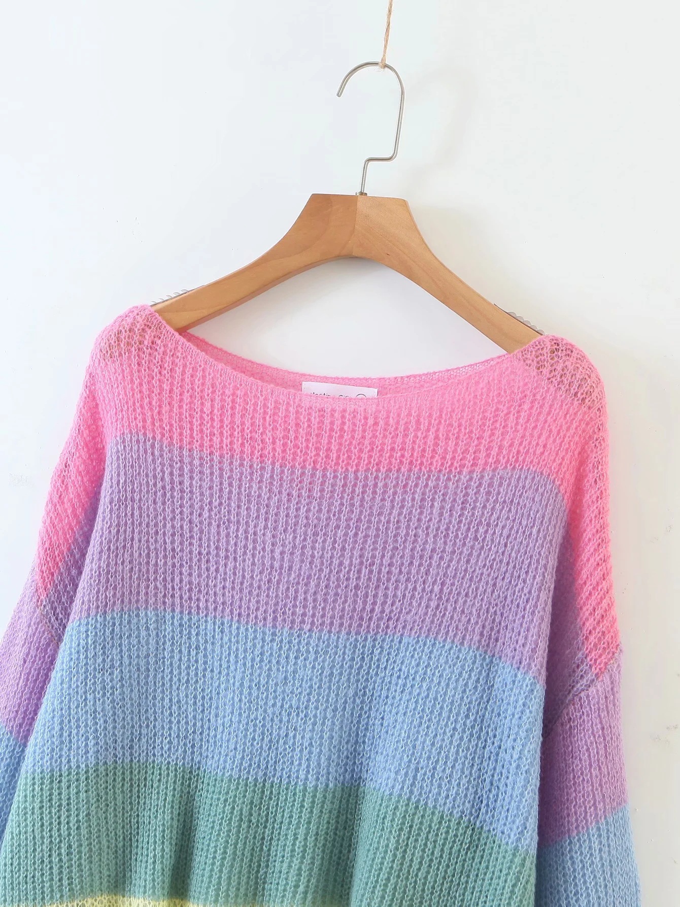 Title 2, Rainbow Striped Pullover Ladies Sweater