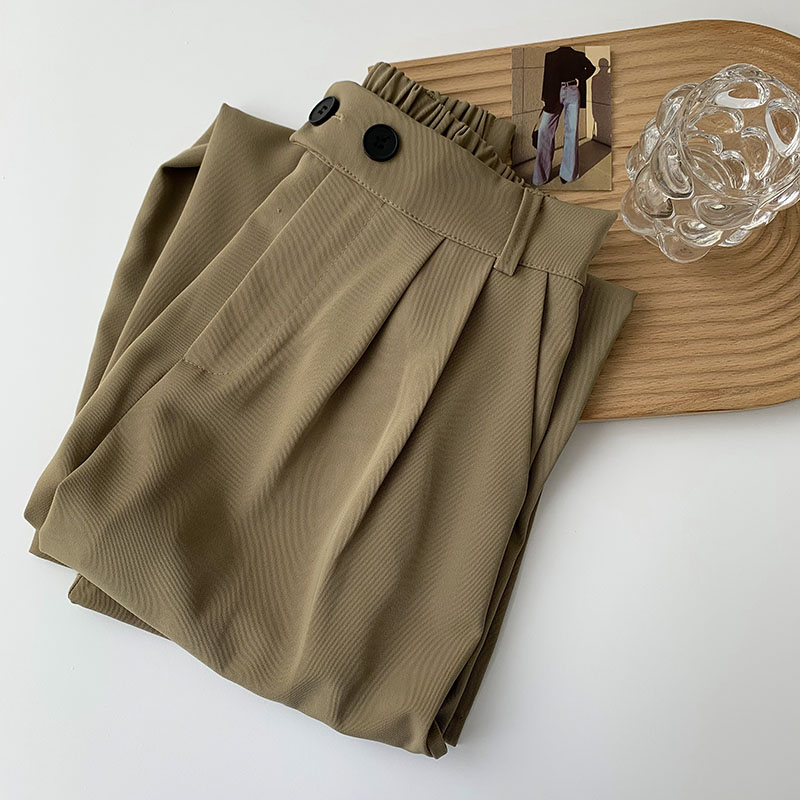 Summer New Women'S Korean Version Of The Black Drape Wide-Leg Pants Tide Ins High-Waist Suit Pants