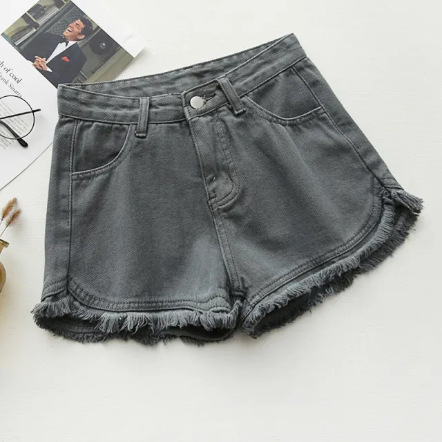 Newsummer Women Short Jeans Ladies Denim Pants Trousers Grey - Shop at LoveMi