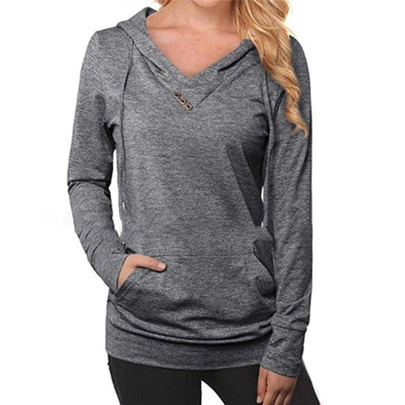 Title 5, Solid Color Hooded V-Neck Pullover Sweatshirt