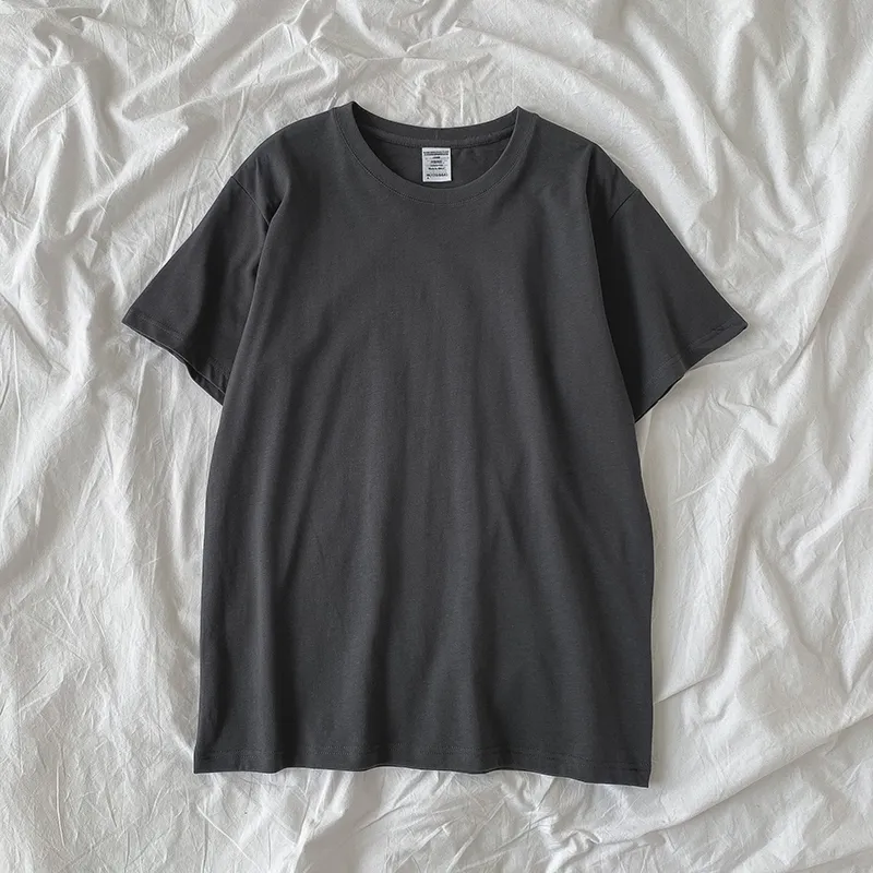 Double Yarn Short-Sleeved T-Shirt Summer New Style Women's Korean Loose Top - Grey