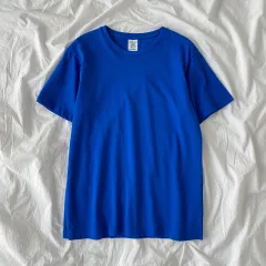 Double Yarn Short-Sleeved T-Shirt Summer New Style Women's Korean Loose Top - Royal Blue - View 1