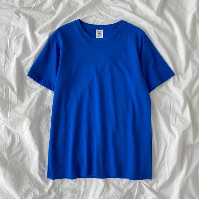 Double Yarn Short Sleeved T Shirt Summer New Style Women's Korean Loose Top Royal Blue - Shop at LoveMi