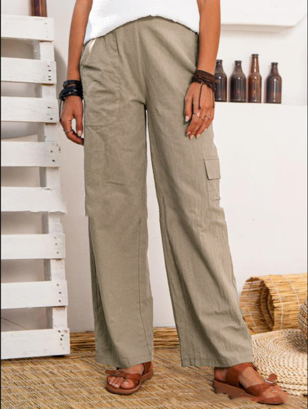 Cotton And Linen Multi-pocket Cotton And Linen Casual Pants