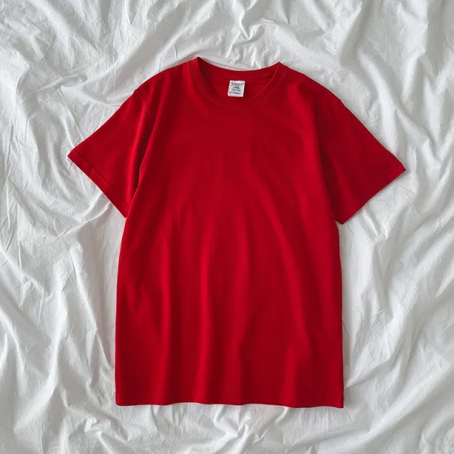 Double Yarn Short Sleeved T Shirt Summer New Style Women's Korean Loose Top Red - Shop at LoveMi