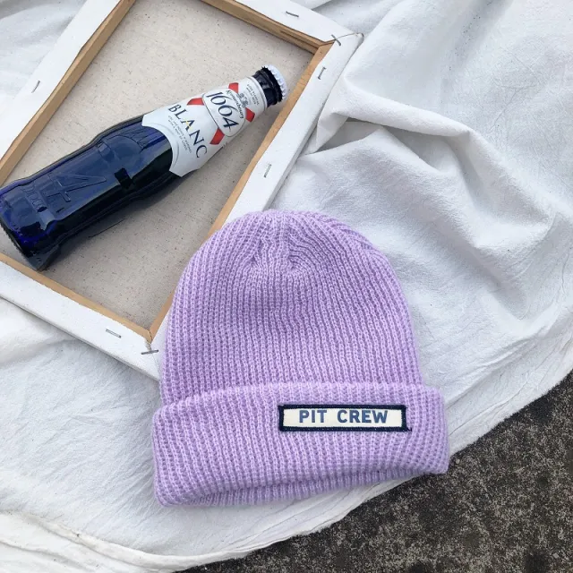 Korean All Match Casual Candy Color Knitted Landlord Hat Purple - Shop at LoveMi