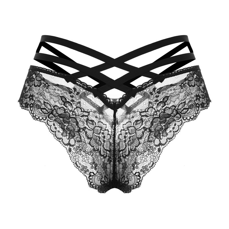 Title 3, Sexy Ladies Cross Lace Transparent Low-Rise Briefs