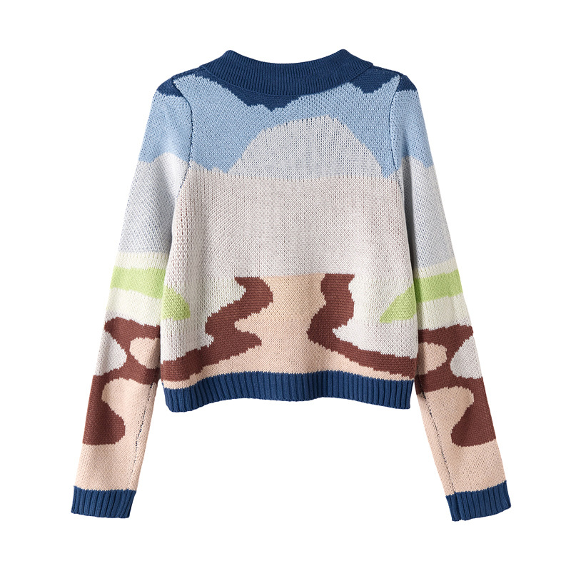 Season New Style Korean Knitted Cardigan Loose Long-Sleeved Woolen Coat Short Lapel Sweater Women