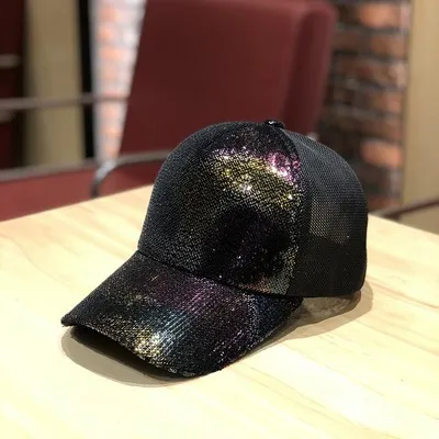 Korean Version Of The Hat Female Summer Personality Light Plate Sequined Cap Mesh Cap New Casual All Match Tide Shade Baseball Cap Gold - Shop at LoveMi