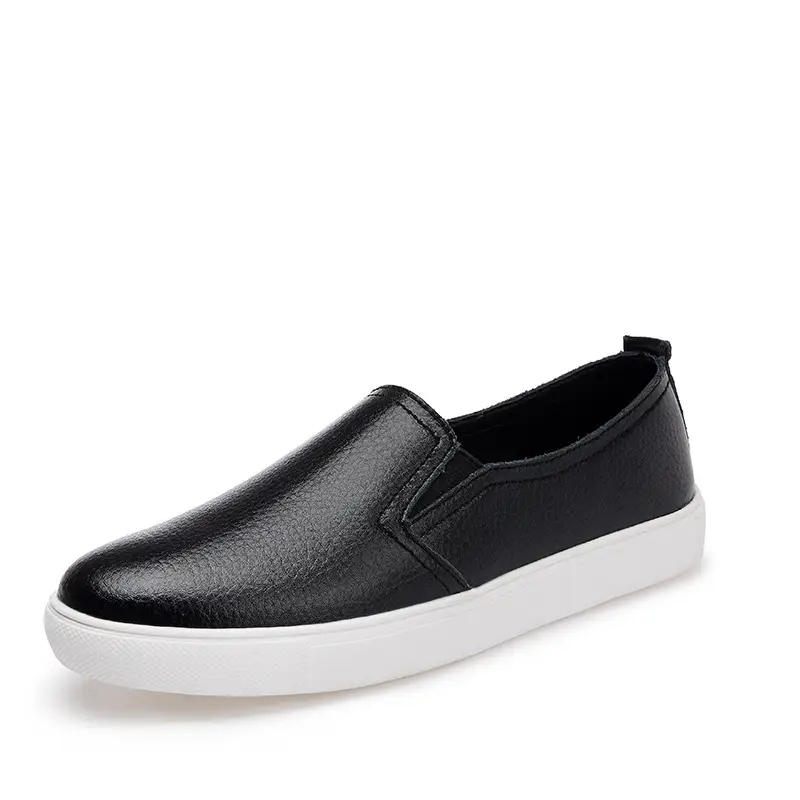 White Small Leather Shoes Korean Casual One-Legged Leather Lazy Shoes Women