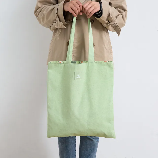 New Creative Fashion Double Sided Double Handbag Simple Small Cotton Hemp Pocket Handbag Shopping Bag Green - Shop at LoveMi
