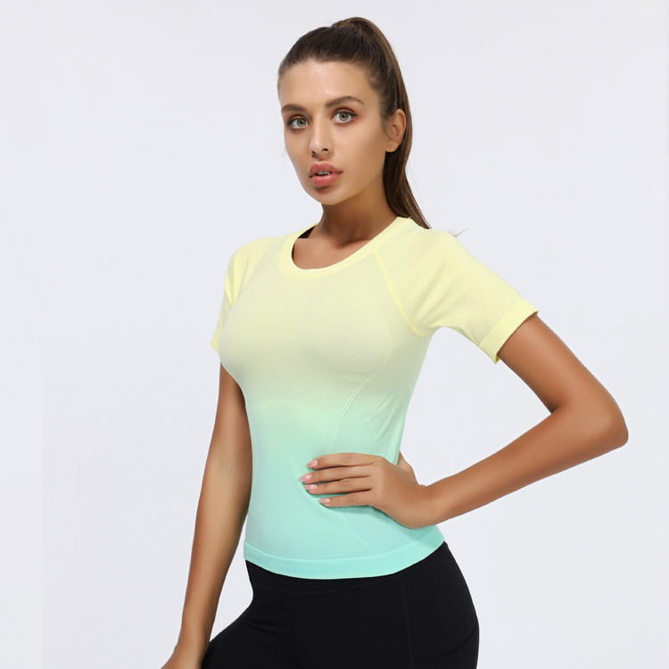 Quick-Drying Sports Short-Sleeved Women'S Tight-Fitting Yoga Wear T-Shirt Stretch Fitness Top