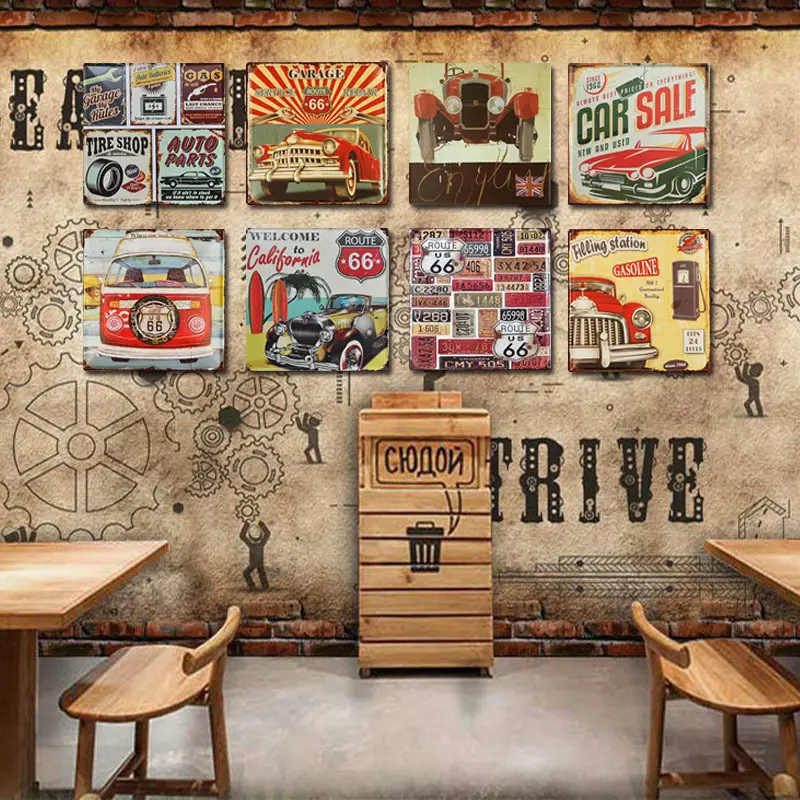 Retro Tin Painting Bar Home KTV Mural