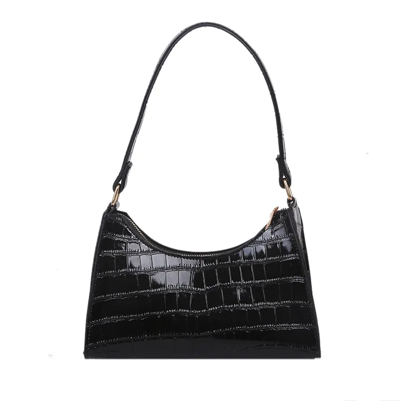 Ins Korean Version Of All-Match Solid Colour Single Shoulder Bag Fashion Single Shoulder Armpit Bag Handbag - Black
